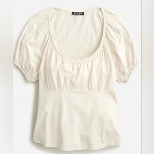 J. Crew NWOT ivory puff sleeve scoop neck jersey Top medium